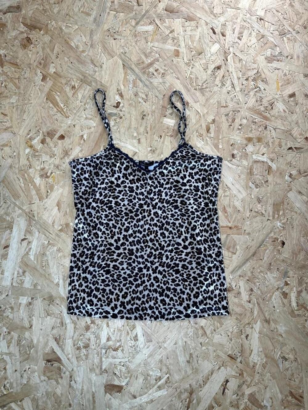 Tart Intimates Velvet Cami Top Womens Medium Leopard Print Lace Trim Camisole